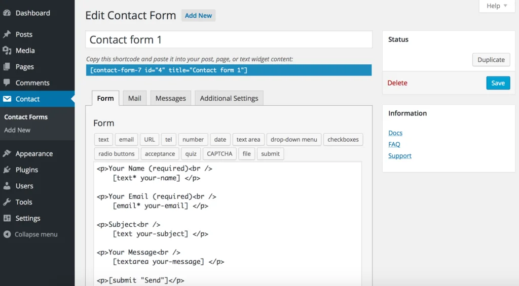 Contact form 7 examples