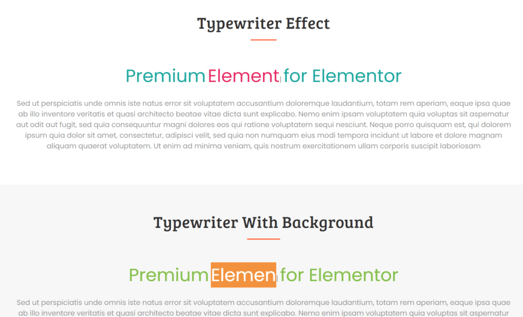 typewriter effect elementor