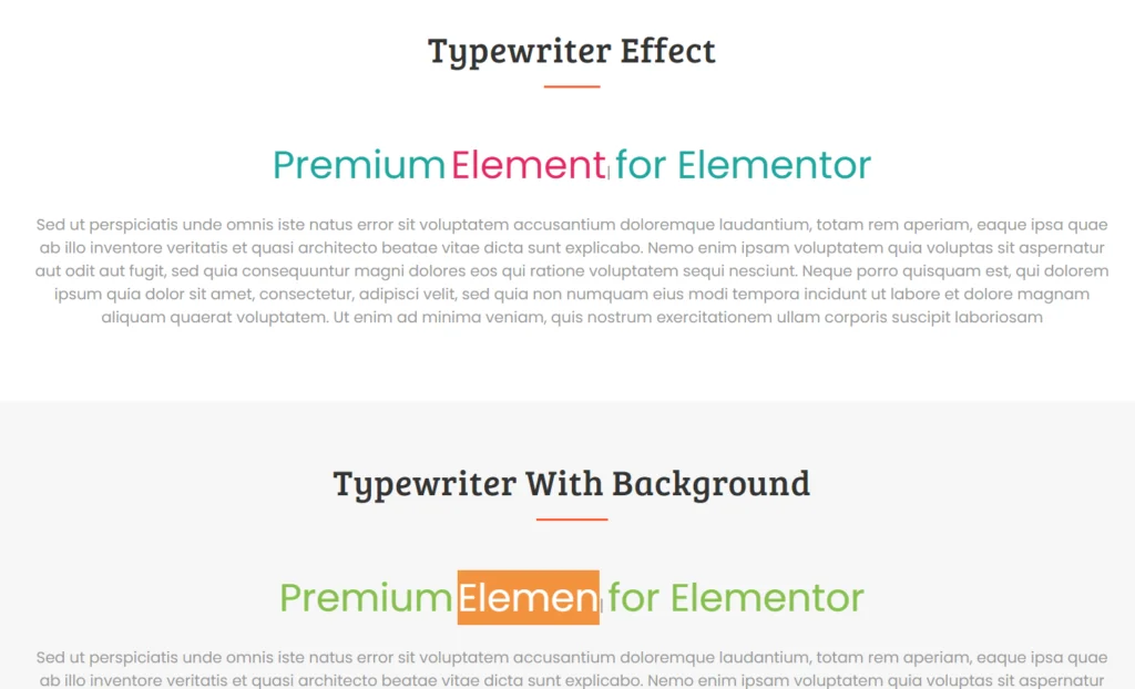 typewriter effect elementor