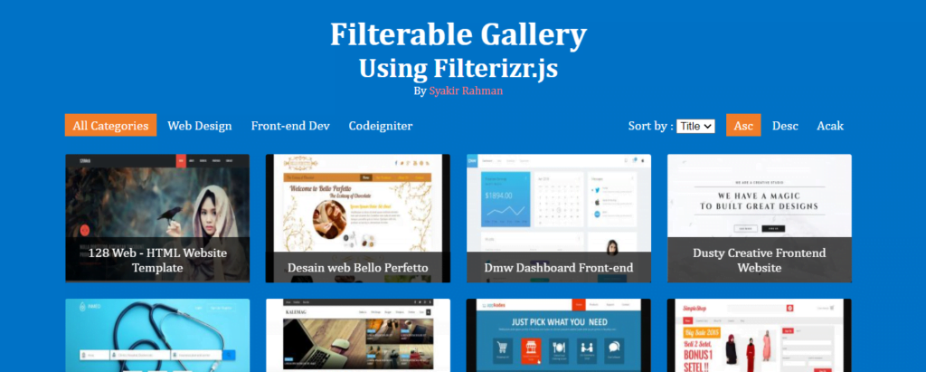 Filterable gallery