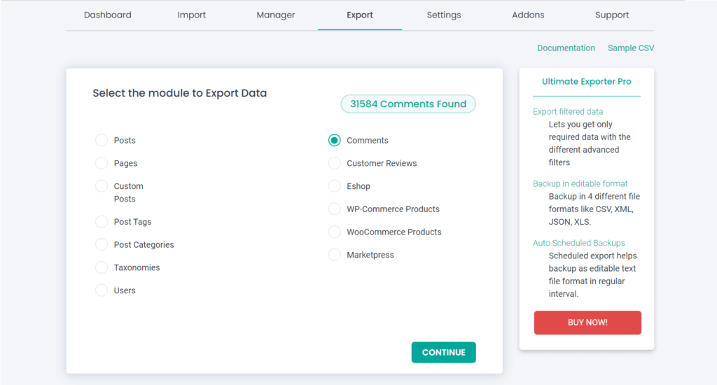 import and export WordPress comments