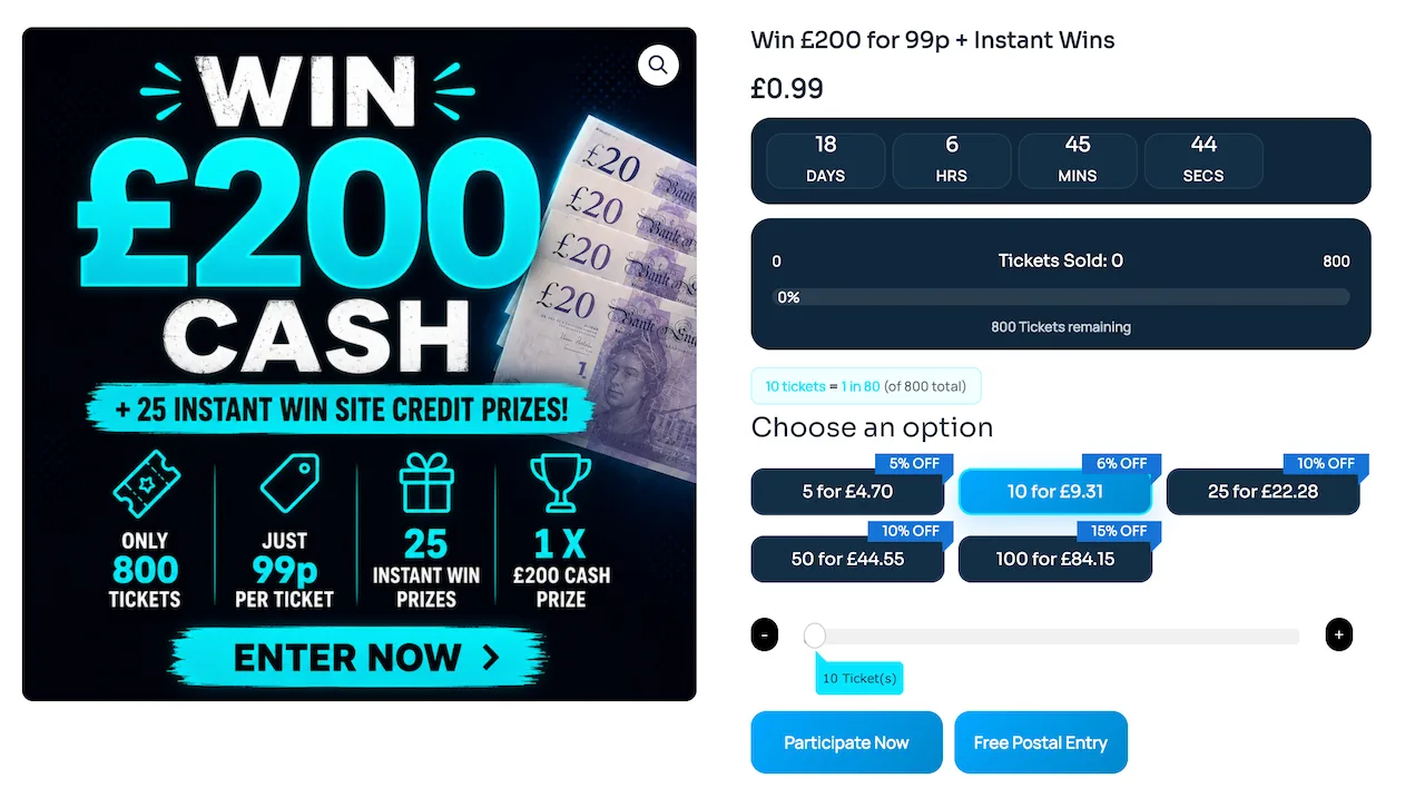 competition site optimised page