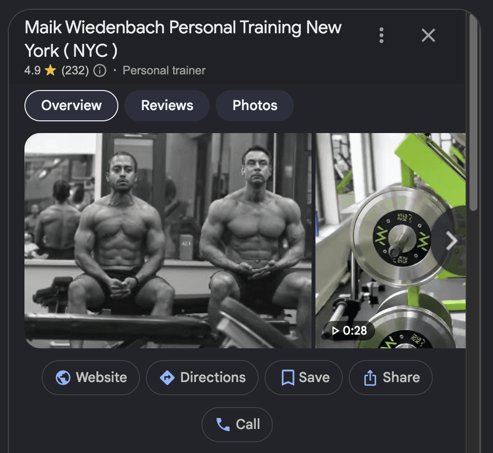 personal trainer google business