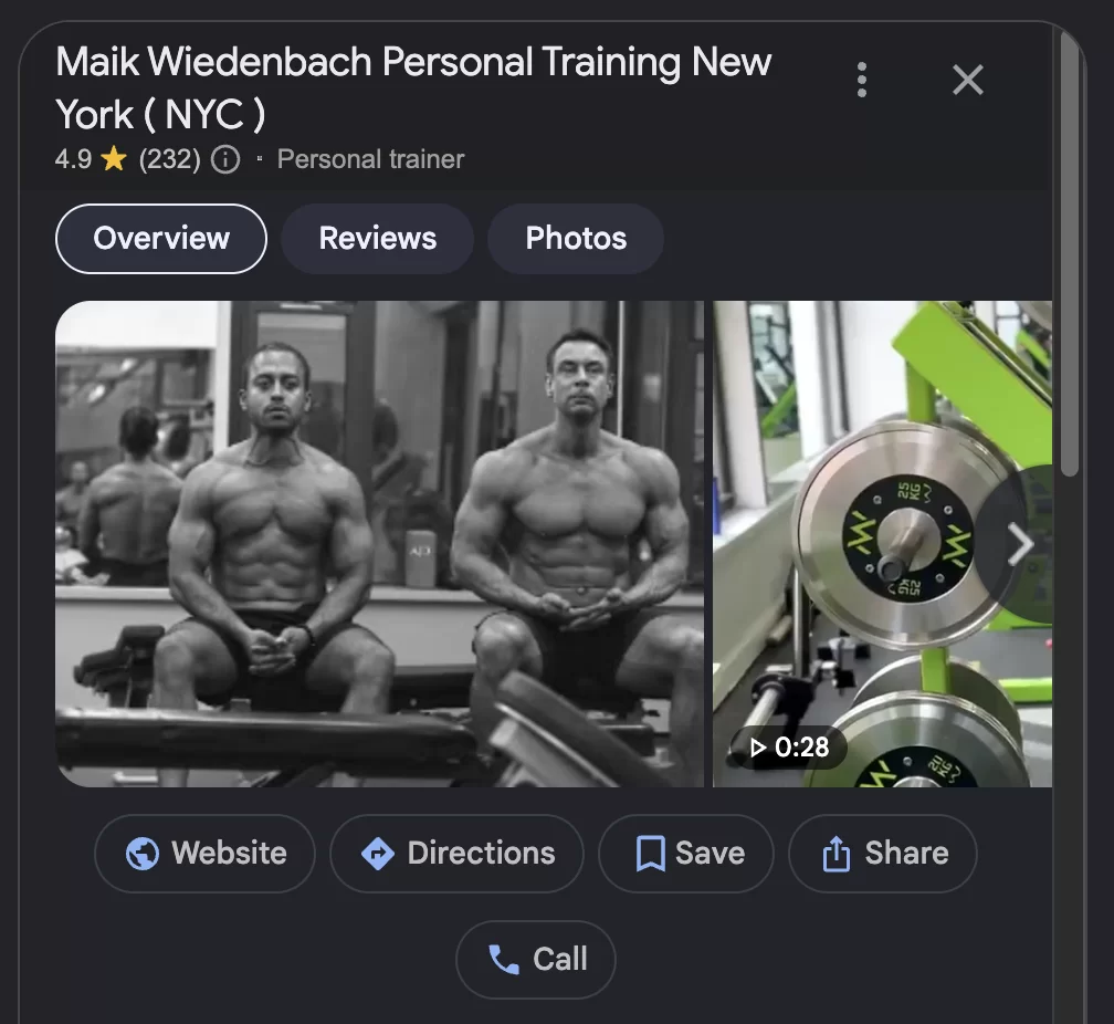personal trainer google business